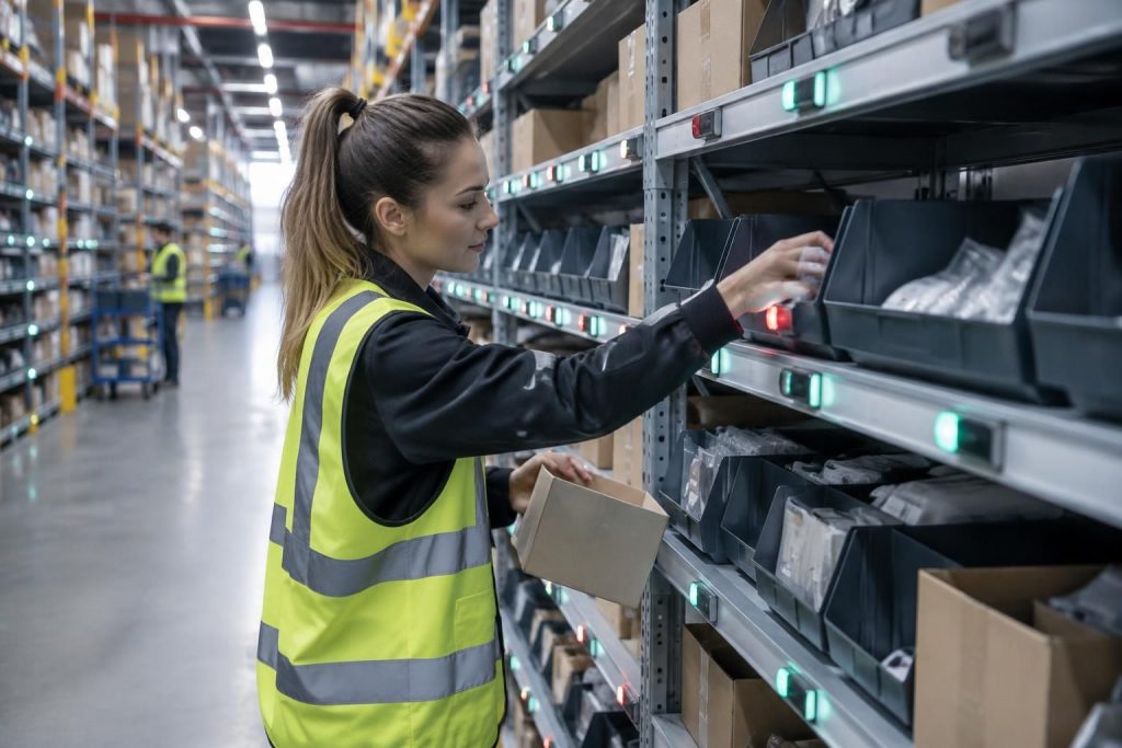 découvrez le système pick and light et optimisez la préparation de commandes grâce à un guidage lumineux qui facilite le picking et améliore la productivité.